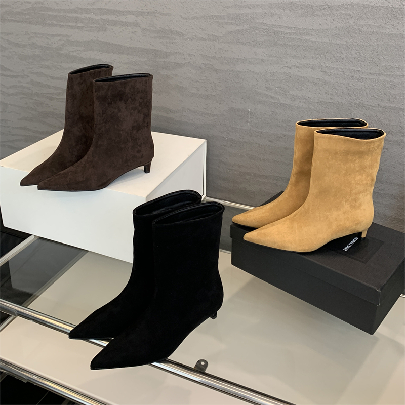 women designer shoes eilyken pointed autumn and winter boots women's designer retro high heels modern short botas zapatos de mujer
