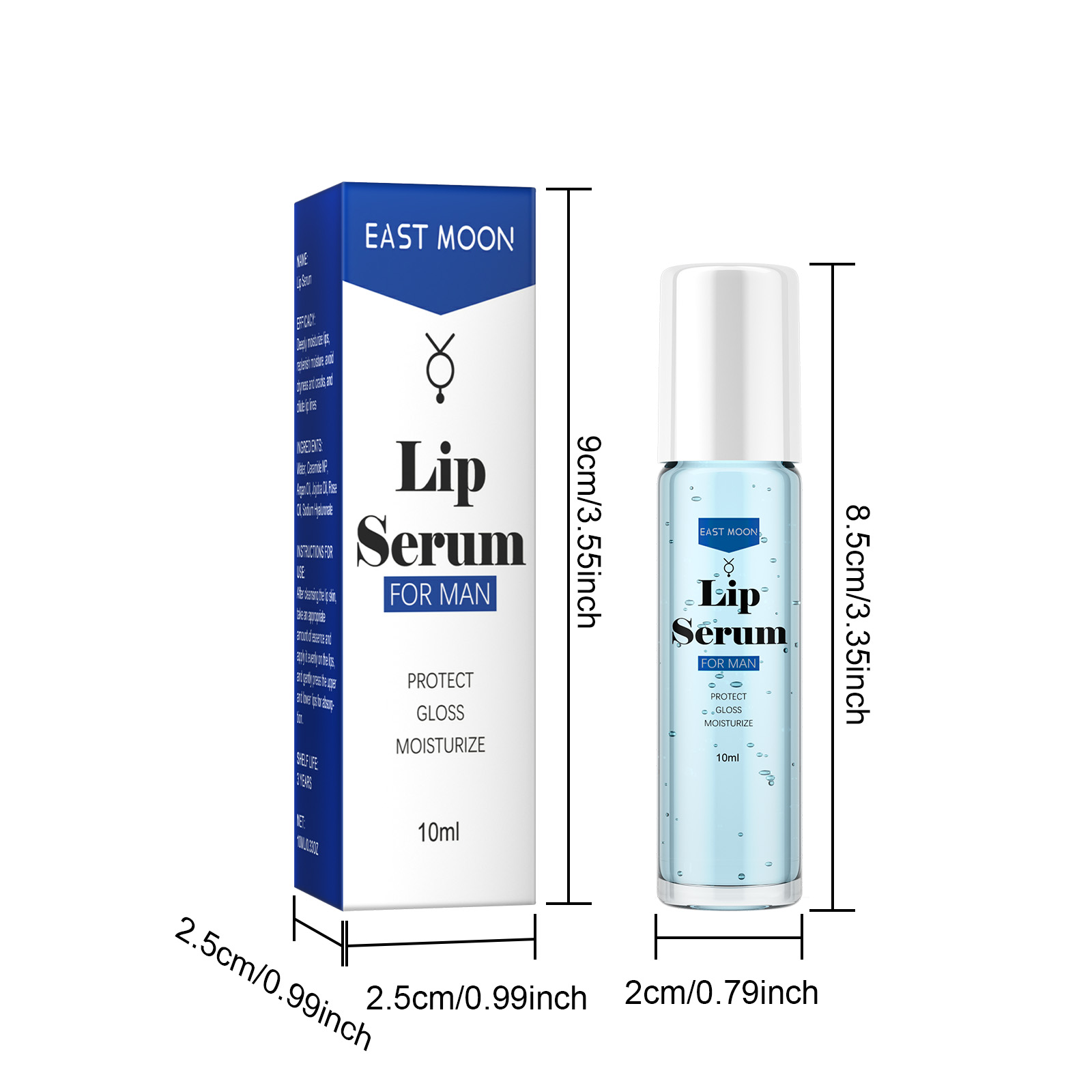 US Stock EAST MOON Lip Essence Roller Ball Liquid Nourishes and lightens lip lines, prevents dry, cracked and dead skin, plumps and moisturizes lips