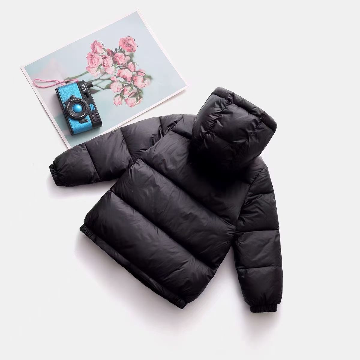 Down Coat M Brand Down Coat 214Y Boy girls bright hooded White duck down coat winter children Wadded Jackets baby girls casual outwear jacket kids des