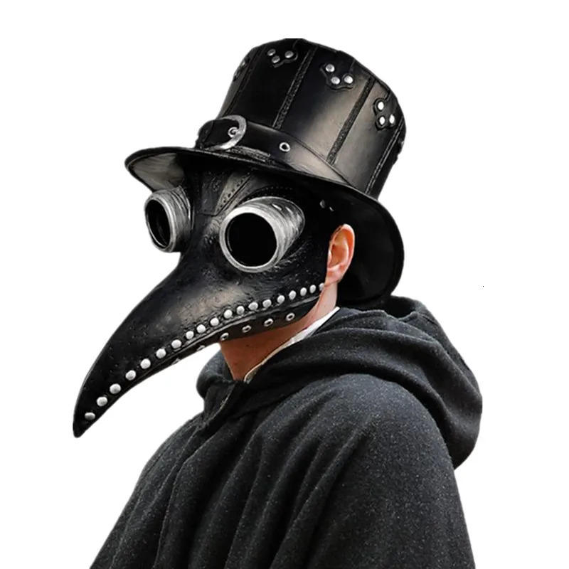 Plague Doctor Costume Hooded Cloak Long Nose Beak Latex Mask Halloween Cosplay for Kids and Adult Party 241022