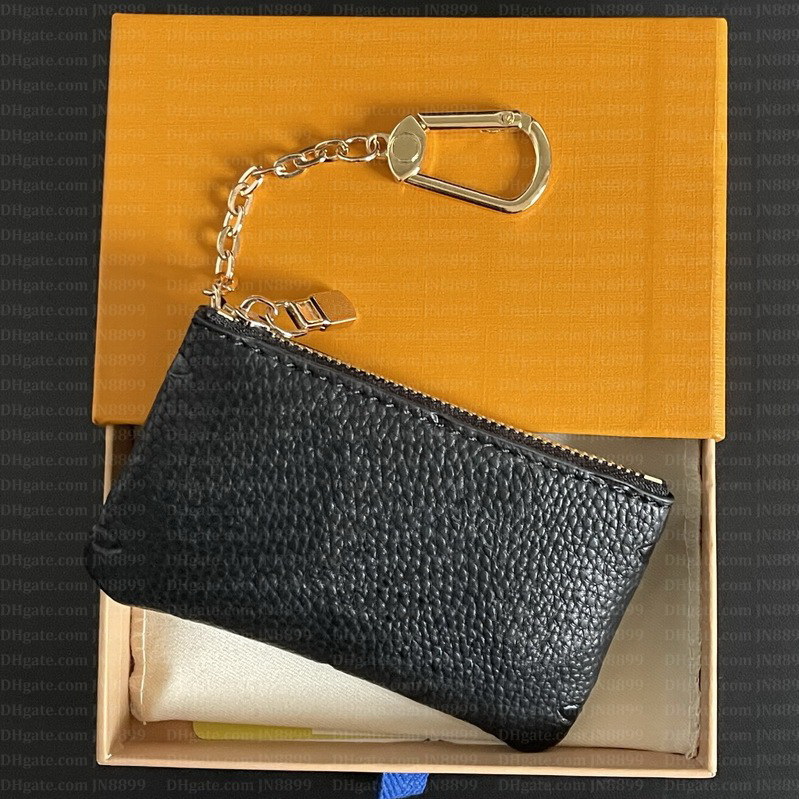 Designer Wallets Bag 6 Colors Keychain Ring KEY POUCH Coin Purse Damier Leather Credit Card Holder Women Men Small Zipper Chain Purses Wallet With Box Dust Bag M62650