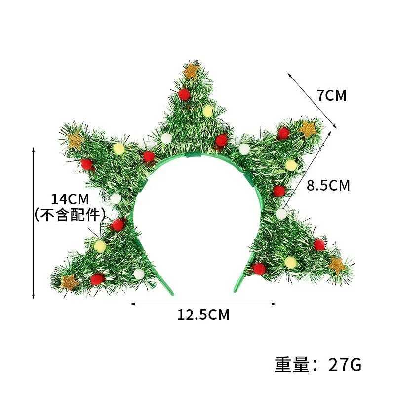 Christmas Tree Headwear Xmas Star Hair Ball Kids Headband Merry Christmas Decor Noel Natal Navidad Happy New Year 2025 Hair DecX241021