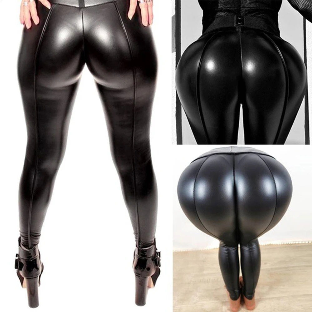 pu Leather Pants Leggings High Waist Women Sexy Elastic Skinny Push Up Stretch Jeggings Legins drop 241021