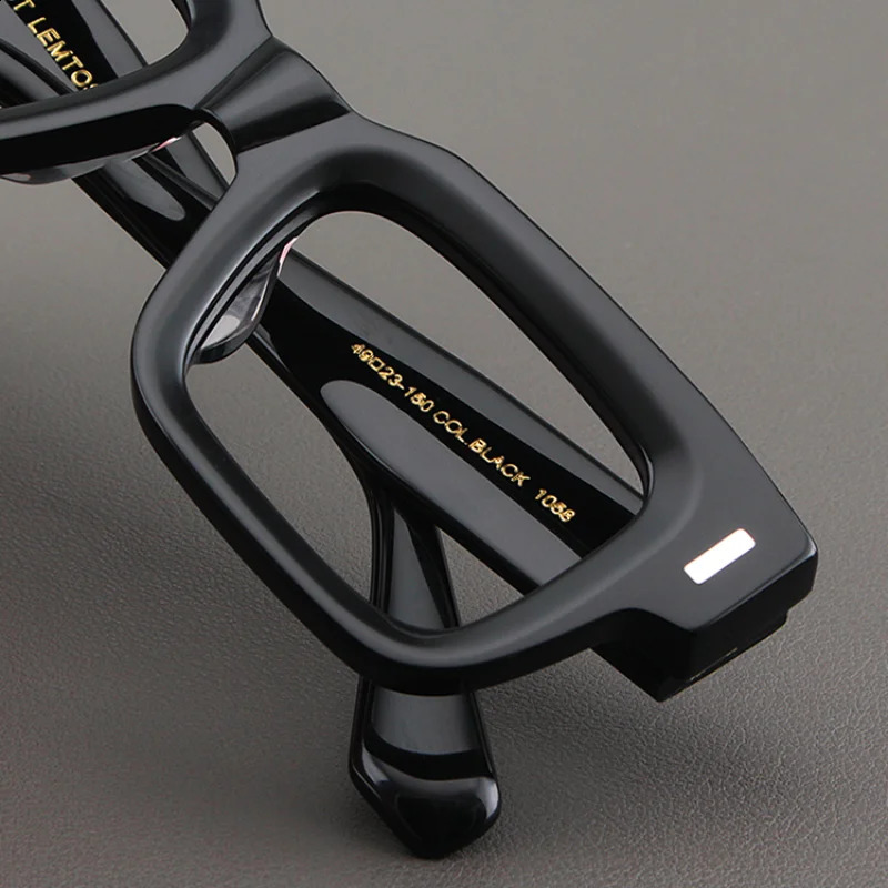Mens high-quality optical glasses frame square acetate retro thick edge matte black fashionable women Myopia prescription glasses 241021