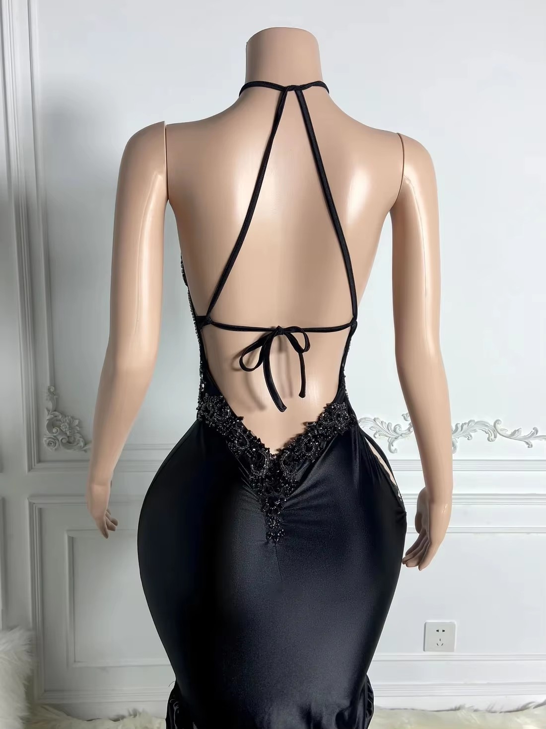 Halter Long South African Prom For Black Girls Mermaid See Through Crystals Sexy Nigeria Evening Dresses Gown