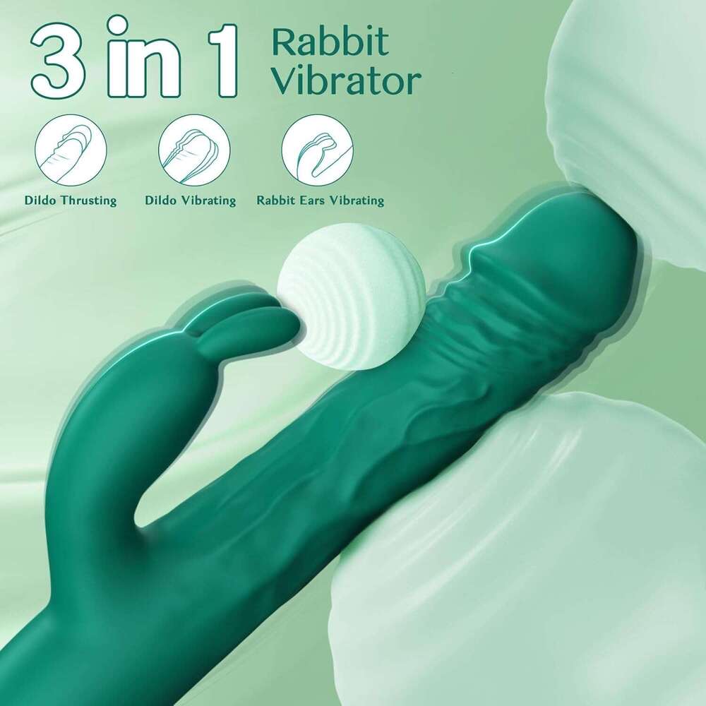Rabbit Thrusting G Spot Vibrator Adult Sex Toys for Women, with Vibrating Ears, Dildo Vibrators Silicone Realistic Vibradores, with 5 Thrusting 10 Vib