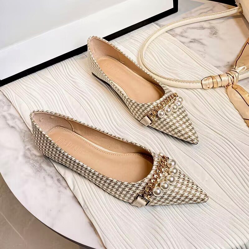 New Brand Veet Pumps d327e Women Designer Metal Crystal Buckle High Heels Houndstooth OL Ladies Work Shoes Femininos Bombas
