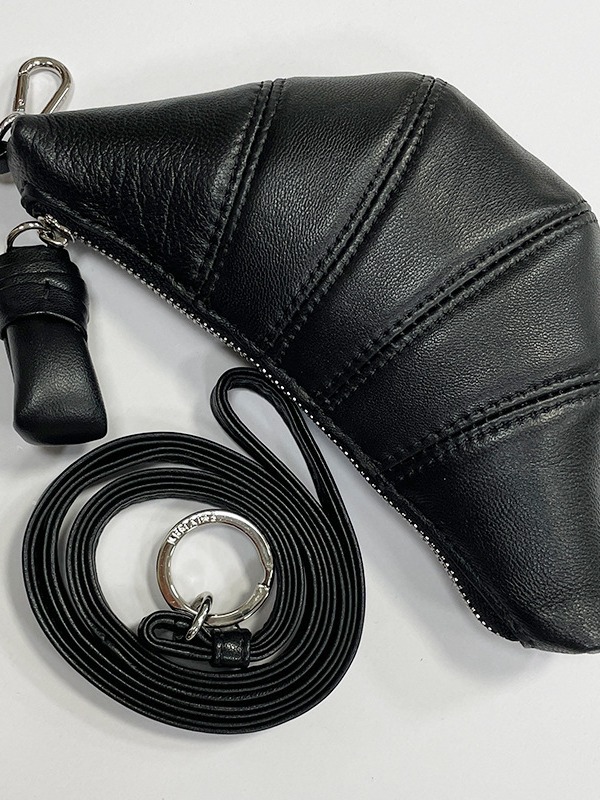 Women Mini Croissant Bag Small Coin Purse Solid Color Neck Dumpling Bag Leather Small Storage Bag for Party Vacation