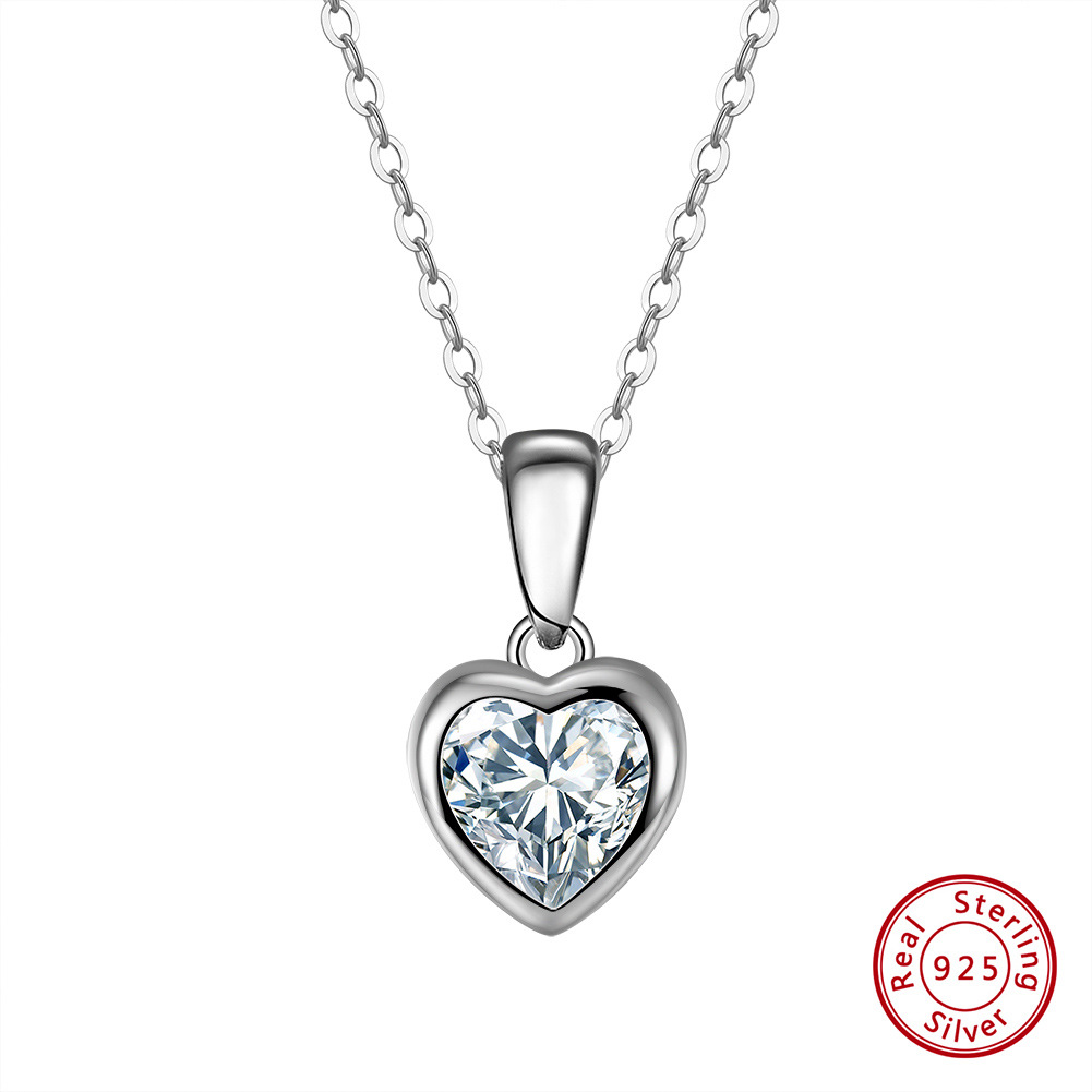 Unique Heart Moissanite Necklace: Real Sterg Sier Women's Eternity Wedding Jewelry Gift