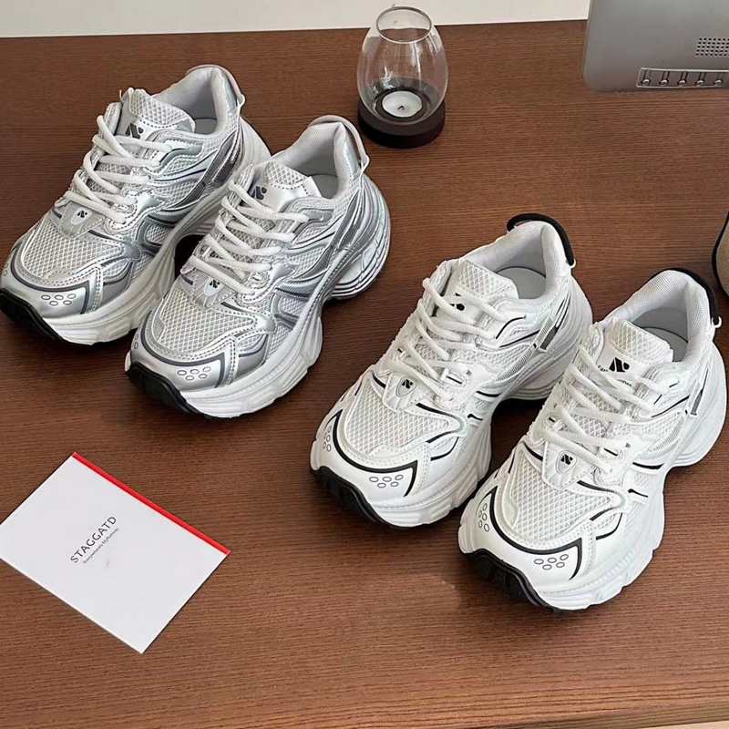 Daddy Female Ins Tide Outdoor Spring And Summer Thick Bottom Sneakers Mesh Designer Sier White Casual Shoes Size 35-40 With BOX