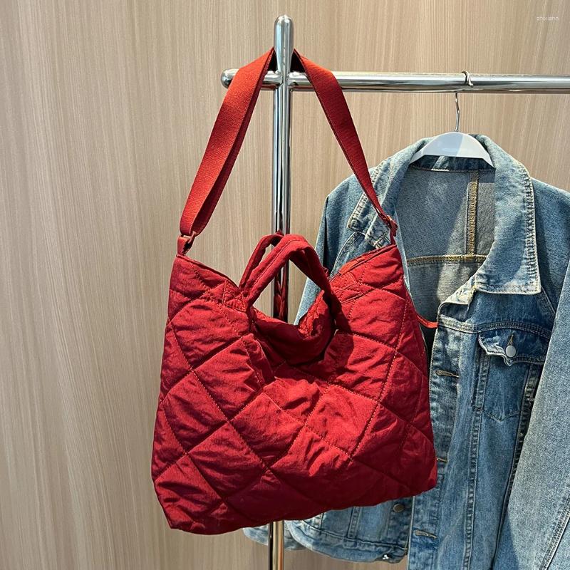 Totes Quilted Cotton Women Shoulder Messenger Large Capacity Rhombus Pattern Solid Color Vintage For Office Work Travel zhanyishengli