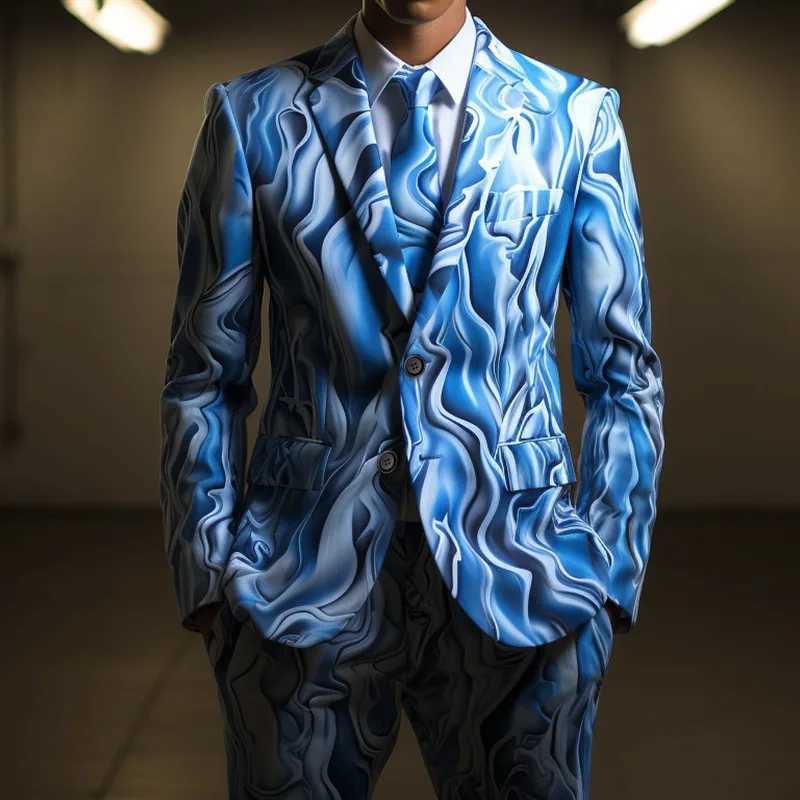 Fashion Mens Printed Suit Set Evening Prom Stage Dazzling Cool Performance Outfits Cosplay Party Slim Fit Stylish Costumes X250704