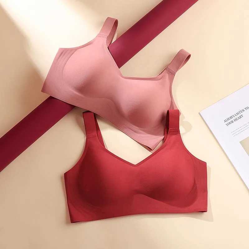 Jelly port Seamless Bra For Big Breasts Slim Fit Push-up Anti-sagging Wire-free Underwear Sports Bra BreathableX241022