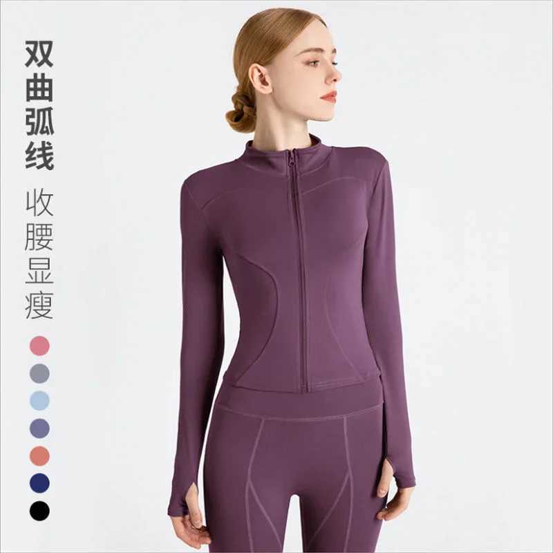 Yoga crop top womens spring and summer new sports jacket top cardigan zipper running top Lakotivo Mujer Kamisetas W250326
