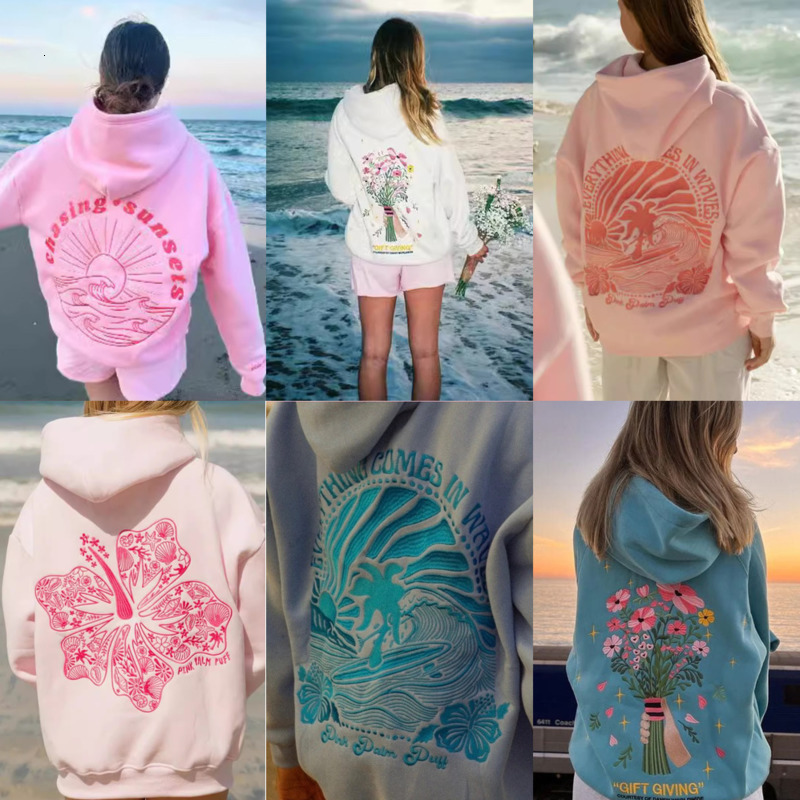 Women Hoodies Sweater Designer Print New Fashion Dropped Shoulder Sleeve Thread Hooded Tops Coats Plus Size Xs 3xl 4xl 5xl