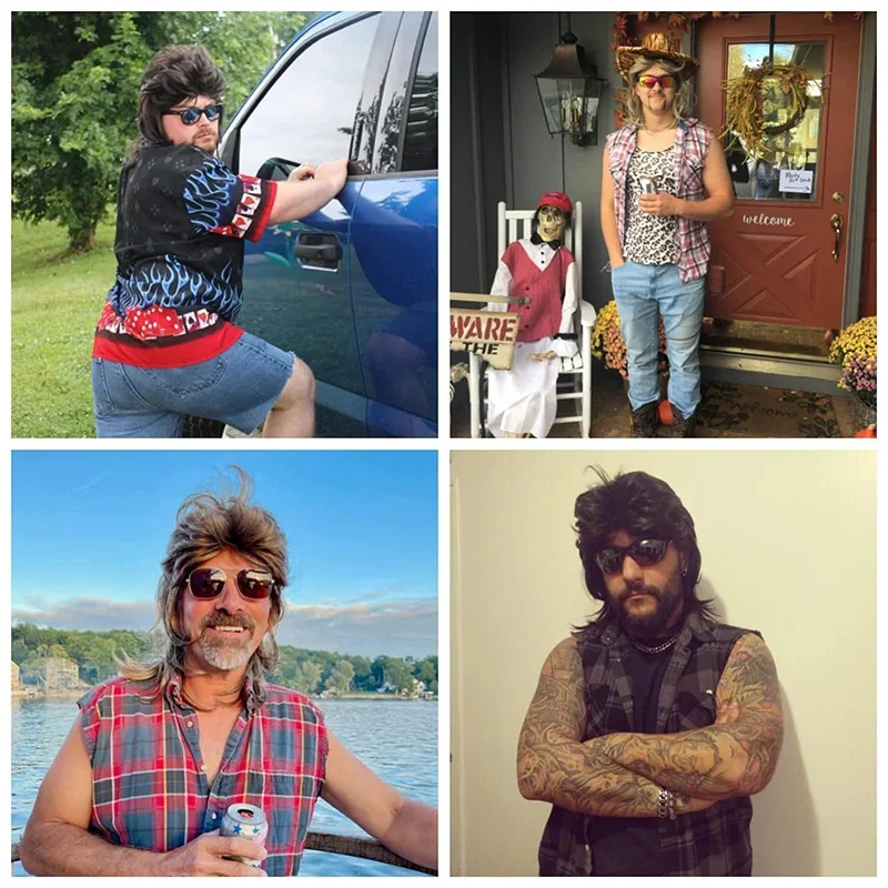 Mullet Wigs for Men and Women 70s and 80s Theme Party Costumes Fancy Party Accessory Cosplay Wig 16Inch 241102