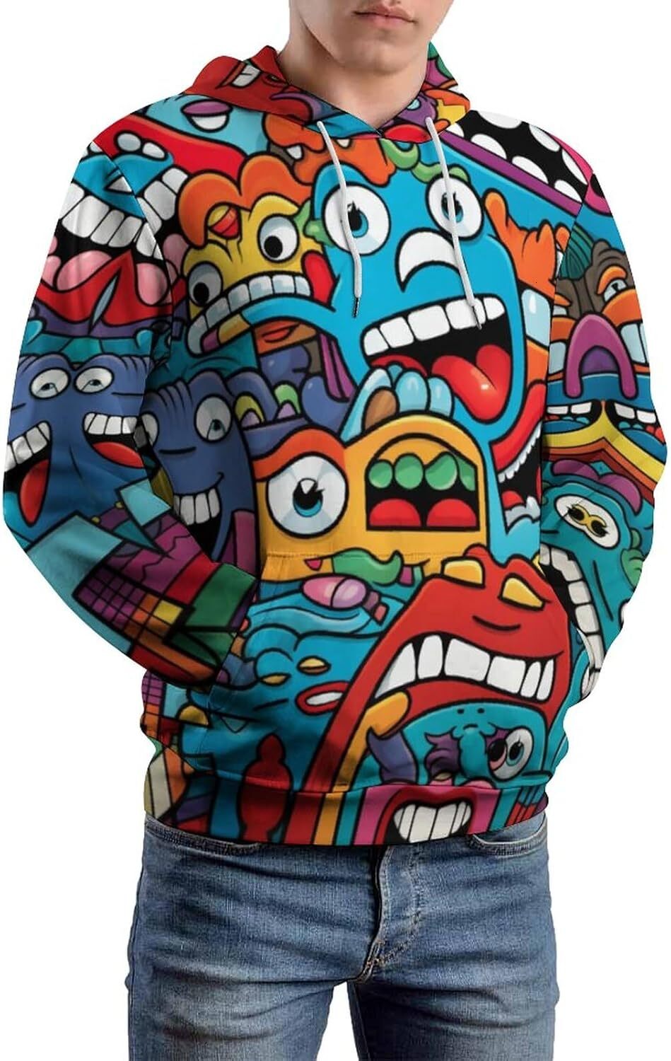 Hoodie for Mens Womens Unisex Novelty Graffiti Hoodies Cartoon Funny Long Sleeve Sweatshirt Hoodie Graphic Hoodies sweatshirt Pullover Long Sleeve fas