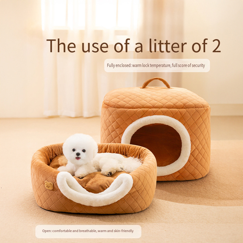Designer kennel four seasons general purpose can be disassembled and washed winter warm type bed small teddy dog house mat supplies
