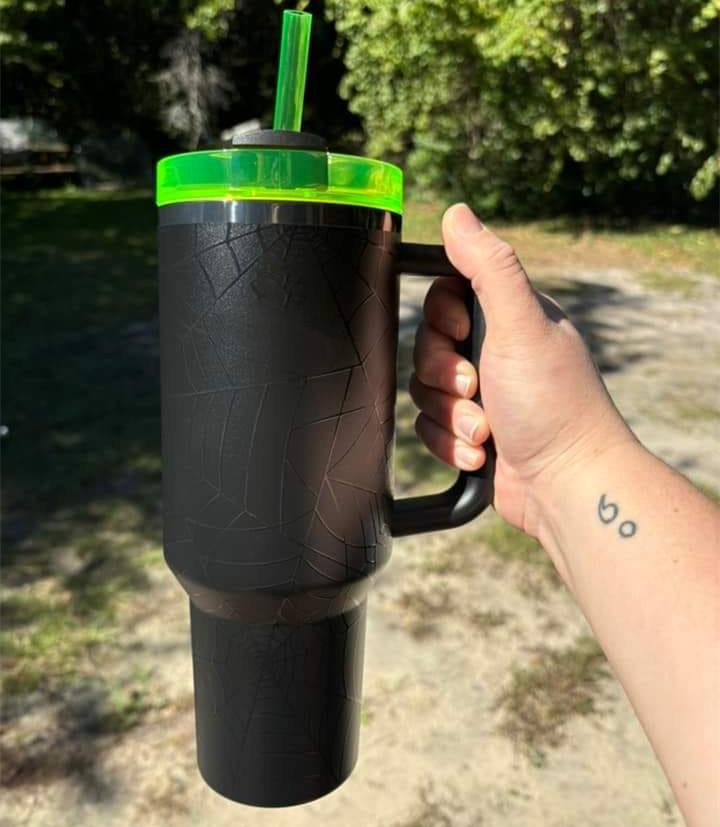 Other Drinkware 40oz Halloween Mugs With Handle Glowing In Dark Spider Web Stainless Steel Tumbler ed Green Pink Cups Blue Magnolia Pink Rose Early Li
