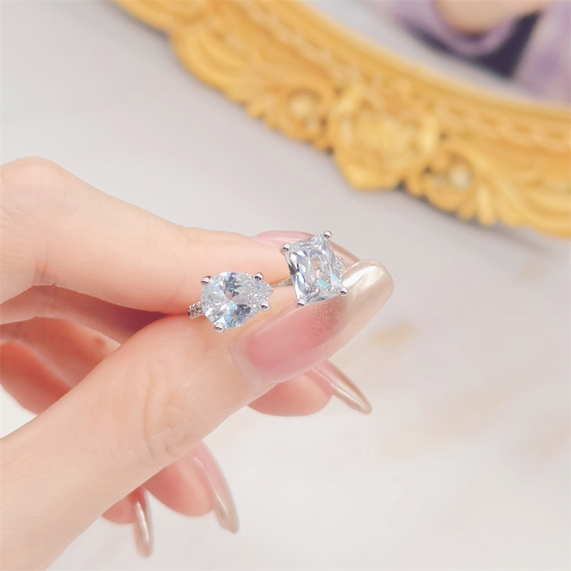 Sterg Sier Heart-Shaped Moissanite Dia Open Ring for Women