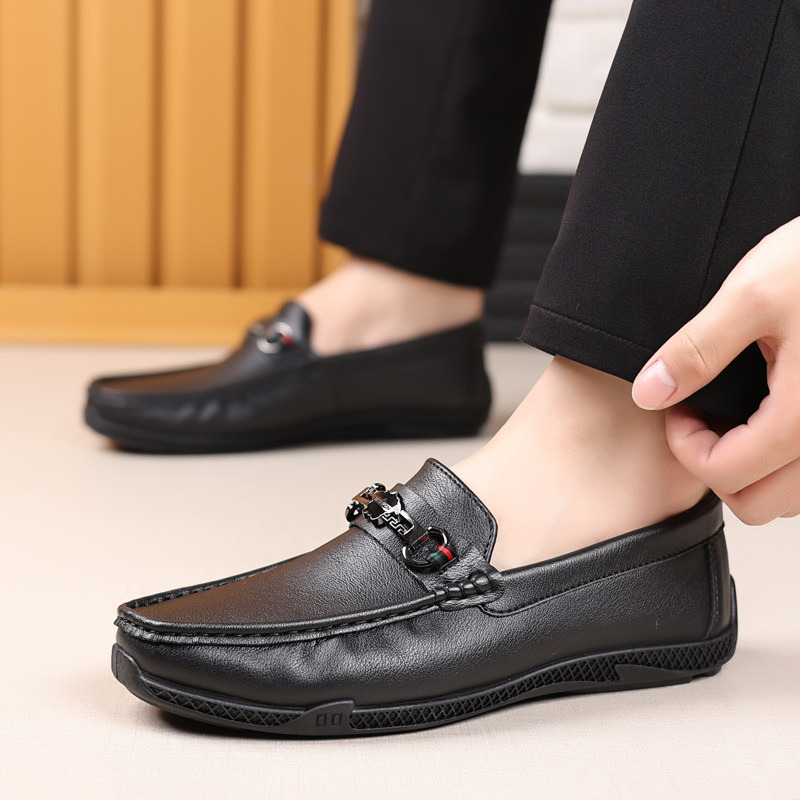 New White Leather Casual Brand Black Formal Dress Designer Men Loafers Breathable Slip on Driving Shoes