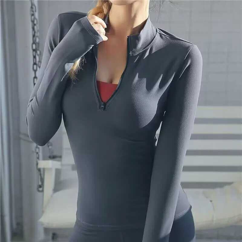 Long sleeved yoga shirt sports top fitness yoga top gym top sports clothes womens push ups running full set of clothingW250411