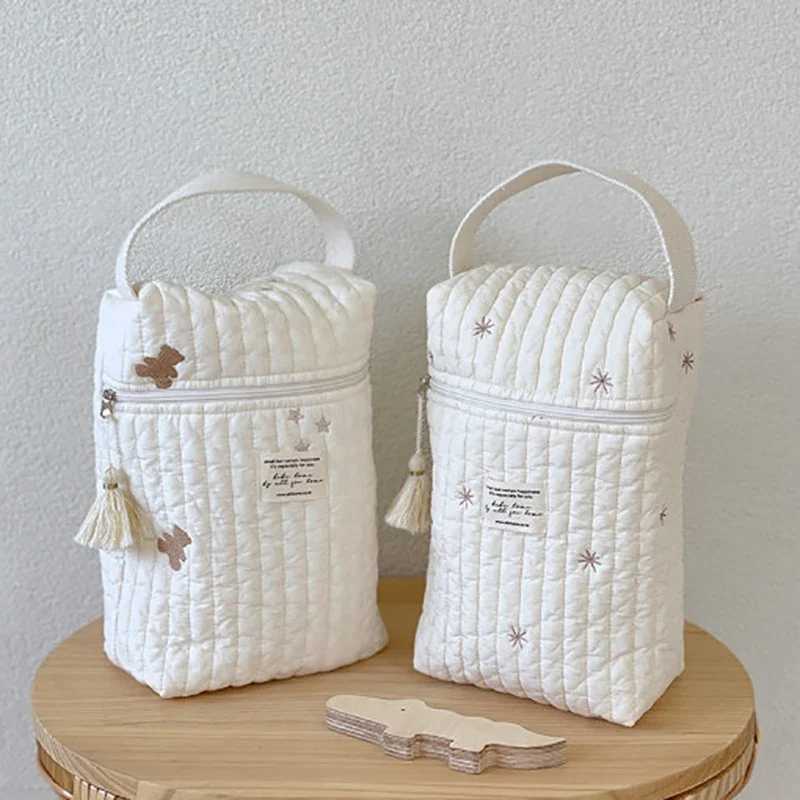 Embroidery Portable Nappy Mommy Bag Stroller Hanging Bag Zipper Diaper Wet Bag Baby Items Storage BagC250326
