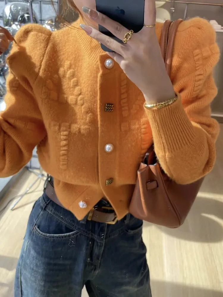 autumn and winter knitted cardigan womens long sleeved Christmas party red fashionable sweater shirt 241021