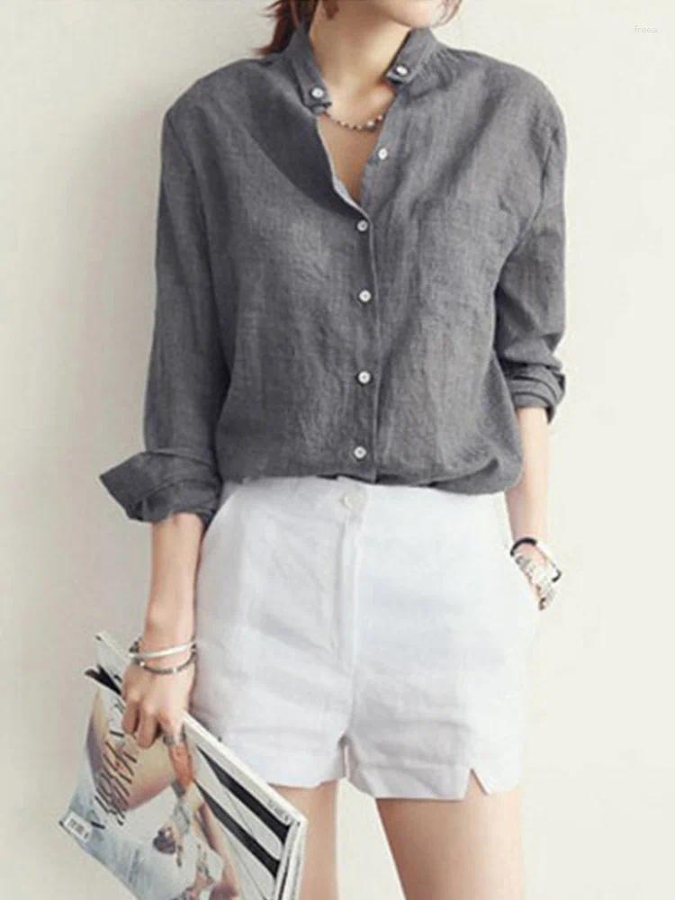 Women's Blouses Femme Womens Tops Fashion 2024 Autumn Linen White Shirt Women Long Sleeve Blouse Korean Woman Clothes Roupas Femininas