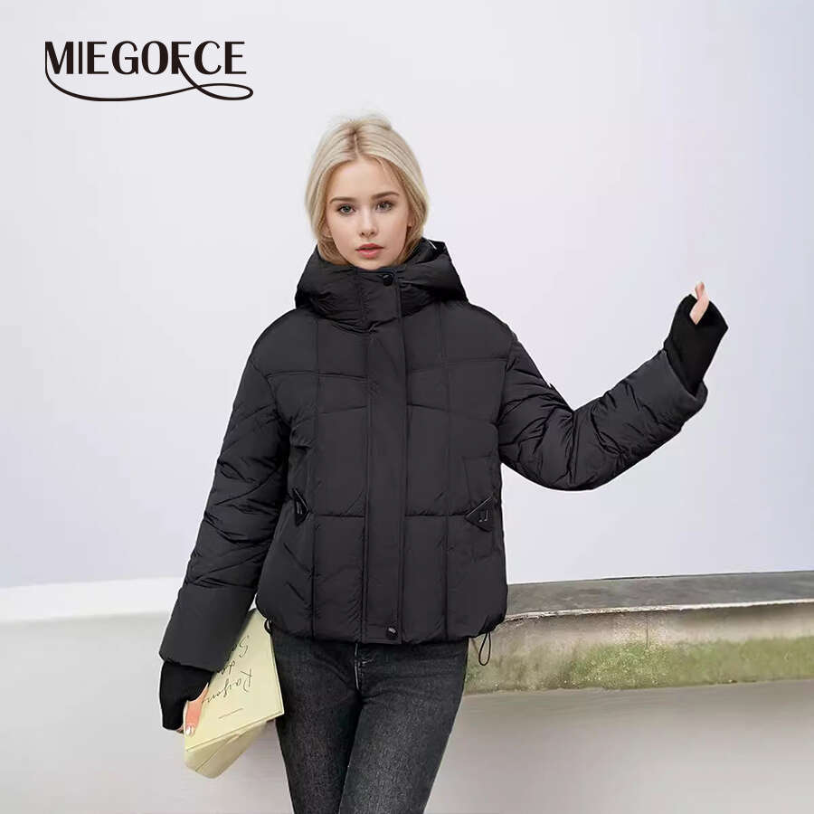 MIEGOFCE Women's 2024 Winter New Short Cotton Parka High-End Loose Hooded Pocketcoat College Style Jacket High Quality Mz-24585