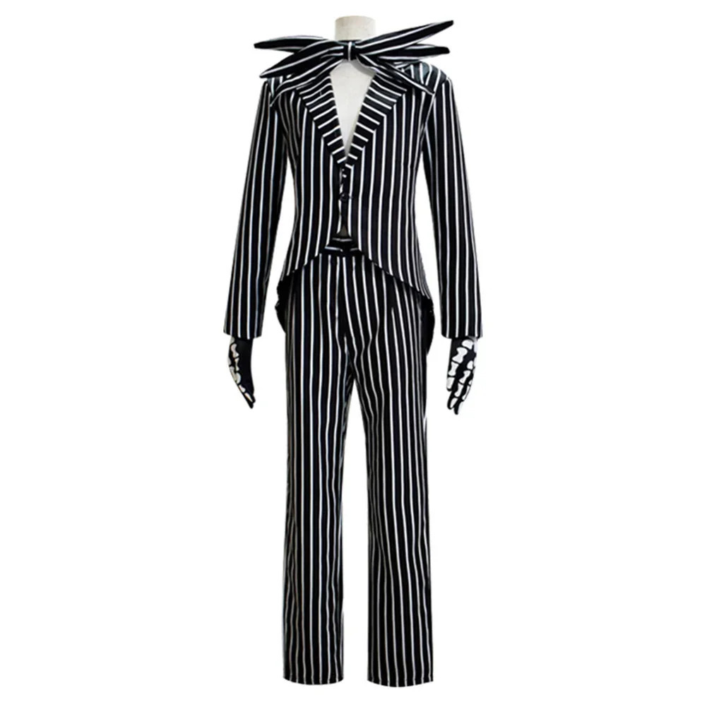 Jack Cosplay Skellington Costume for Adult Men Fantasia Jacket Pants Outfit Man Halloween Carnival Party Disguise Suit 241022