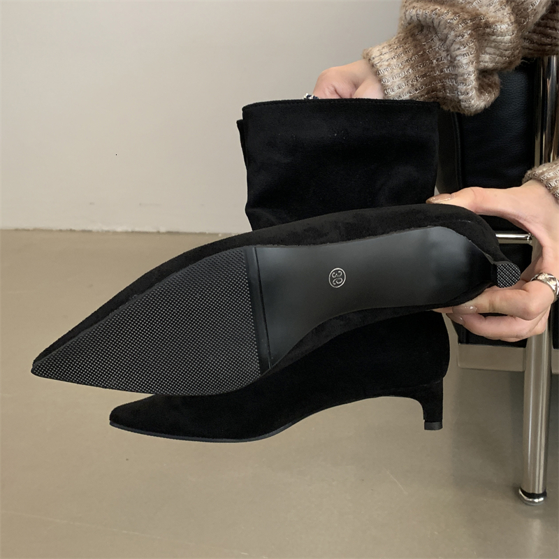 women designer shoes eilyken pointed autumn and winter boots women's designer retro high heels modern short botas zapatos de mujer