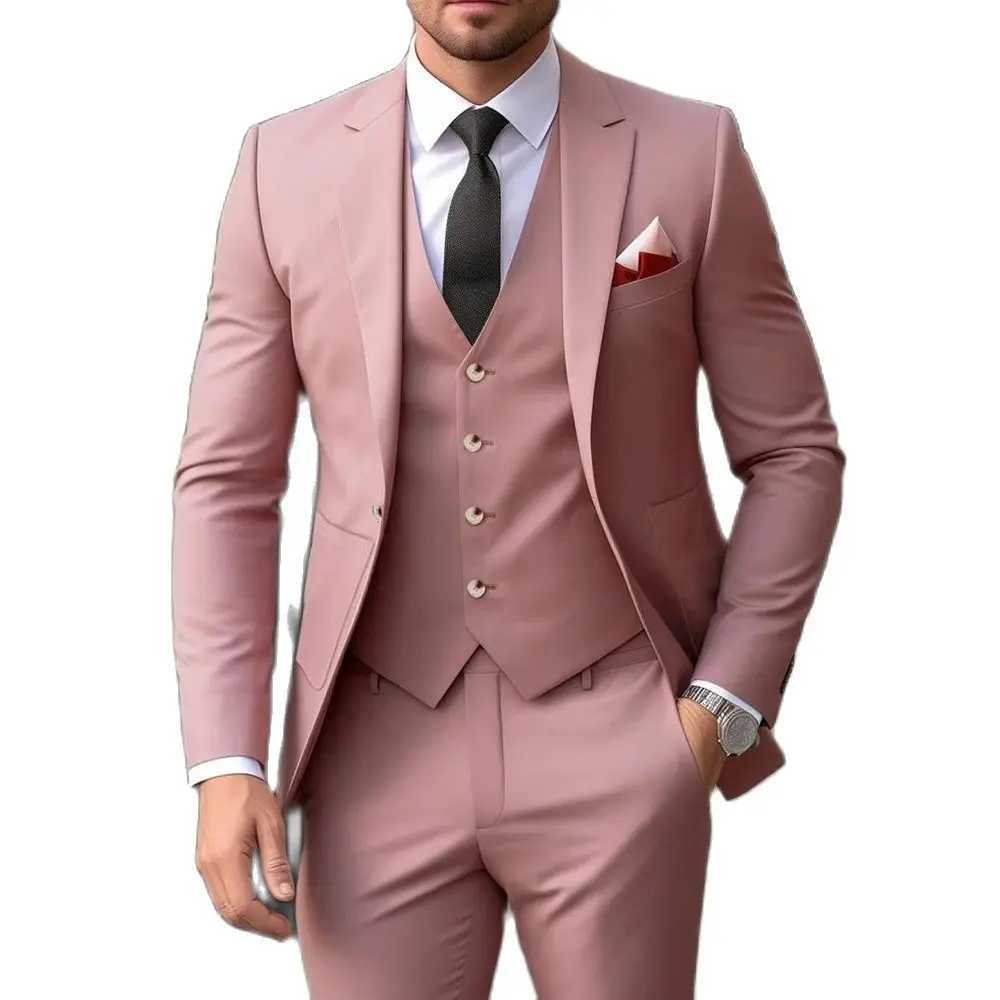 Elegant Dusty Men Suits For Wedding 2024 Single Breasted Slim Fit Male Clothing High QuALIty 3 Piece Jacket Pants Vest 2024 LX241022