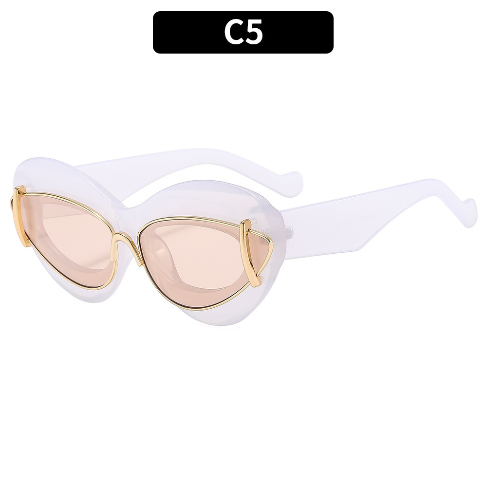 Fashionable women's cat eye personalized with a sense of luxury, slimming and sun protection sunglasses, trendy sunglasses