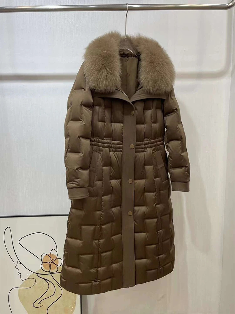 Mumaroho Autumn Winter Women Warm 90% White Duck Down Coat Fox Fur Parkas Jacket Feather Long Puffer For 241022