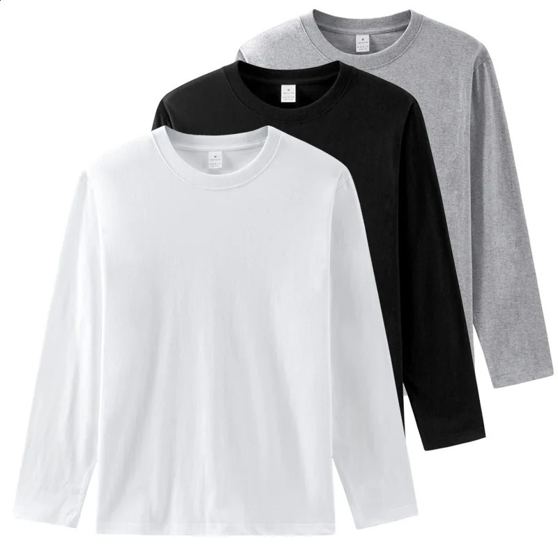 100% pure cotton long sleeved mens T-shirt MRMT 2024 round neck solid color mens T-shirt 241021bj