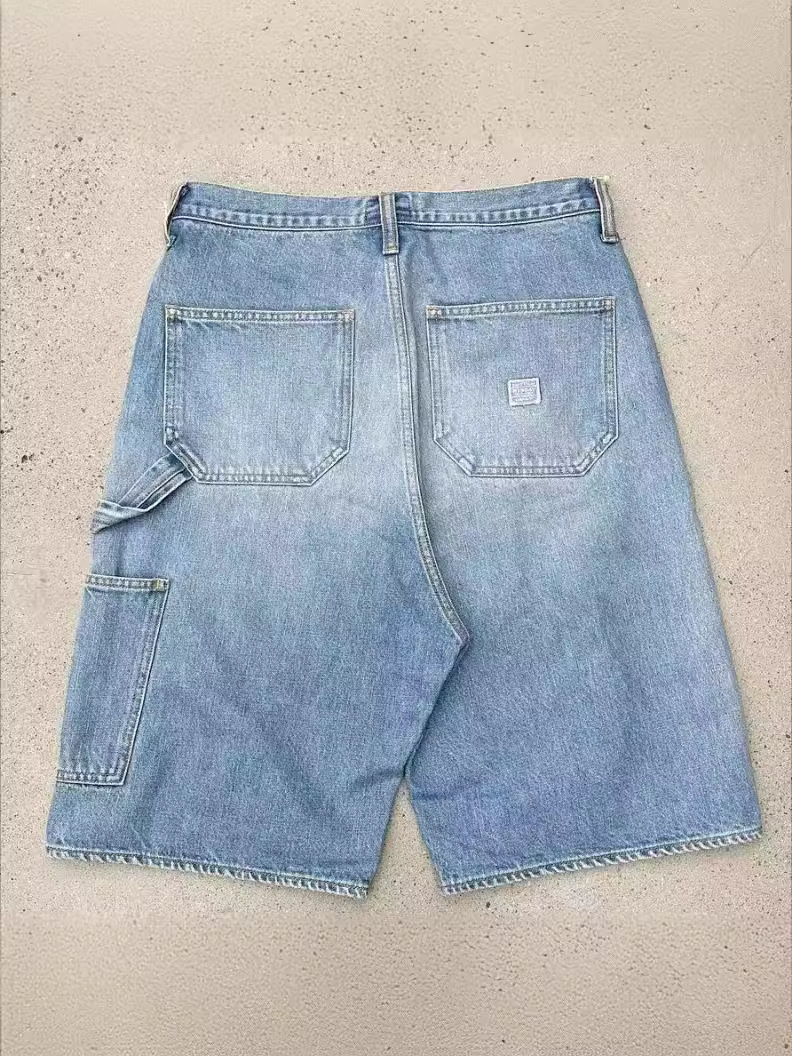 Men's Shorts 22SS KAPITAL Non Hirata Hohiro Beading Loose Relaxed Vintage Rivet Colored Diamond Denim Gem Jean