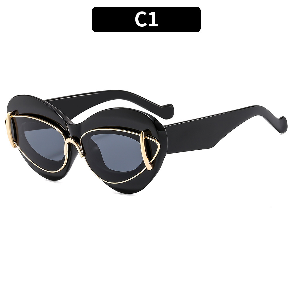 Fashionable women's cat eye personalized with a sense of luxury, slimming and sun protection sunglasses, trendy sunglasses