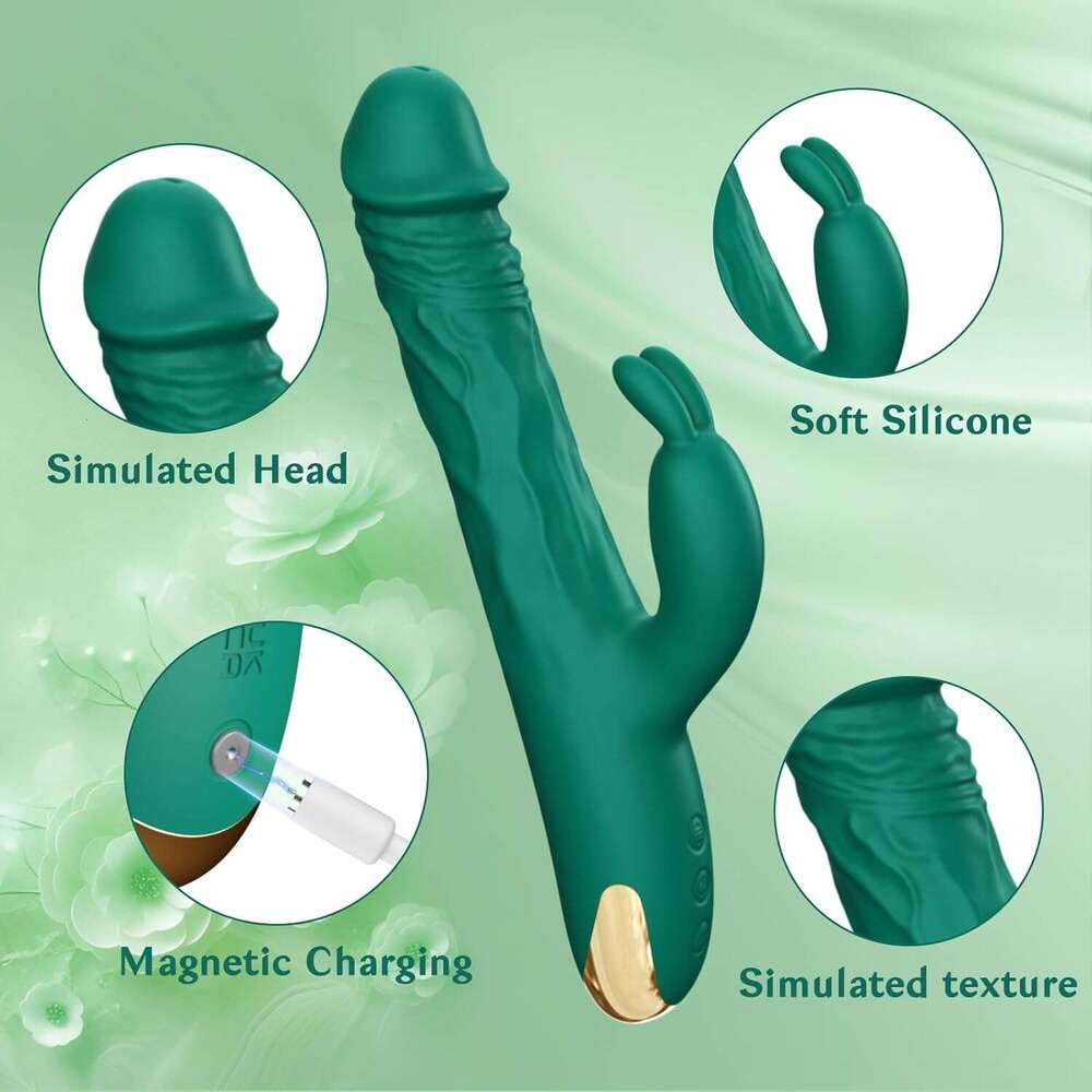 Rabbit Thrusting G Spot Vibrator Adult Sex Toys for Women, with Vibrating Ears, Dildo Vibrators Silicone Realistic Vibradores, with 5 Thrusting 10 Vib