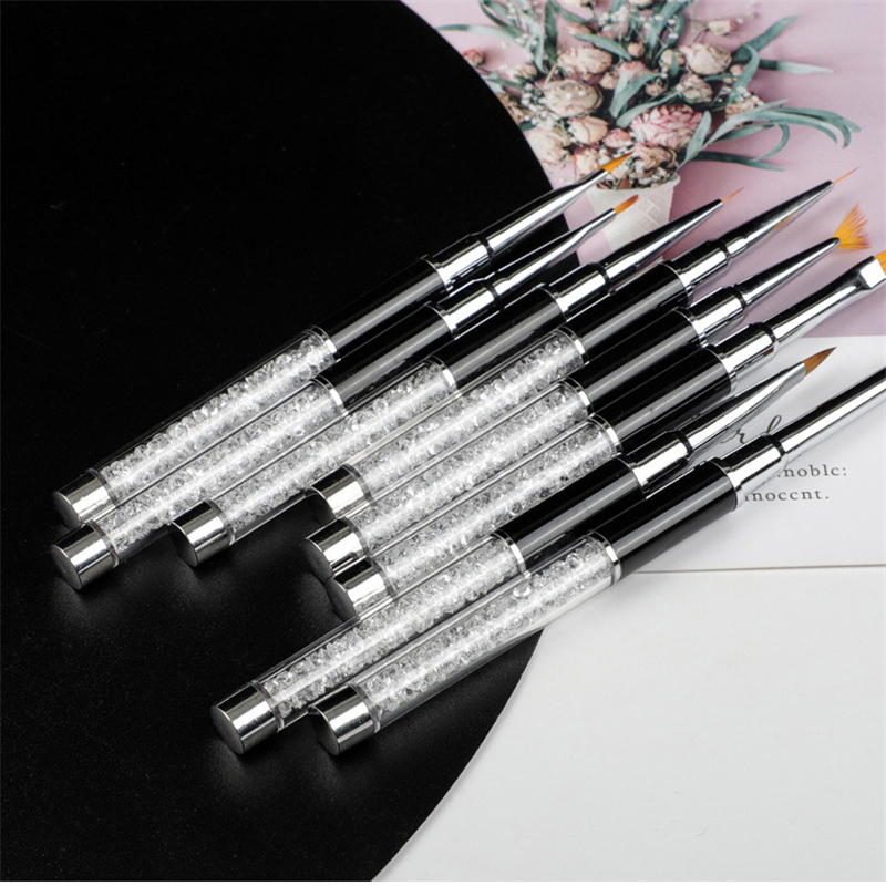 8pcs nail art brush set acrylic nails art pen for nails liner flower painting polish gel design crystal handle box package manicure kit NAB024