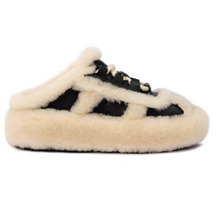 Women's Autumn Winter Home Warm Lamb Wool Thick Soled Half Slippers