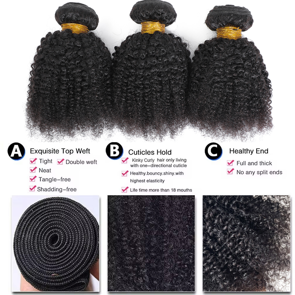 Brazilian Kinky Curly Bundles 4B 4C Afro Kinky Bulk Human Weave Bundle Deal Hair Extensions Wholesale