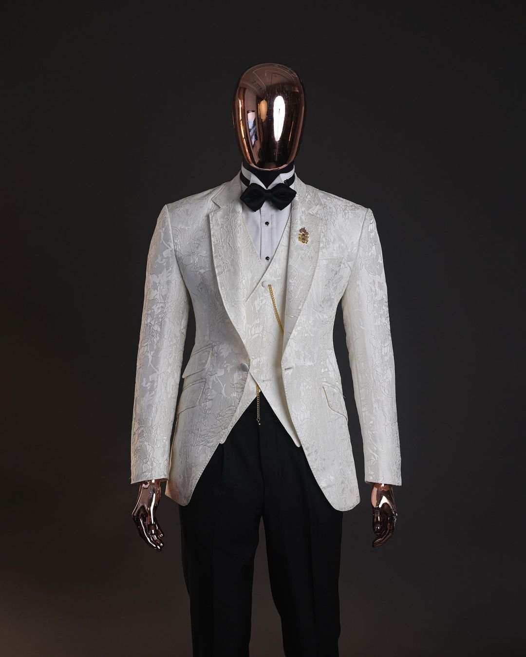 Graceful Wedding Suits Notched Lapel Jacket 2 Pieces Set Men's Tuxedo Appliques One Button Tailored Dinner Prom Groom Blazer Custom Made (Coat+Bl