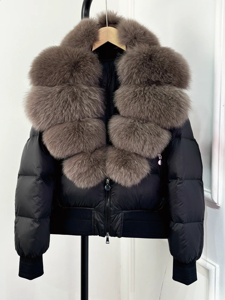 Janveny Large Fox Fur Coat Fashion Winter Inflatable Jacket Womens Thick 90% Down Jacket Womens Waterproof Park 241021