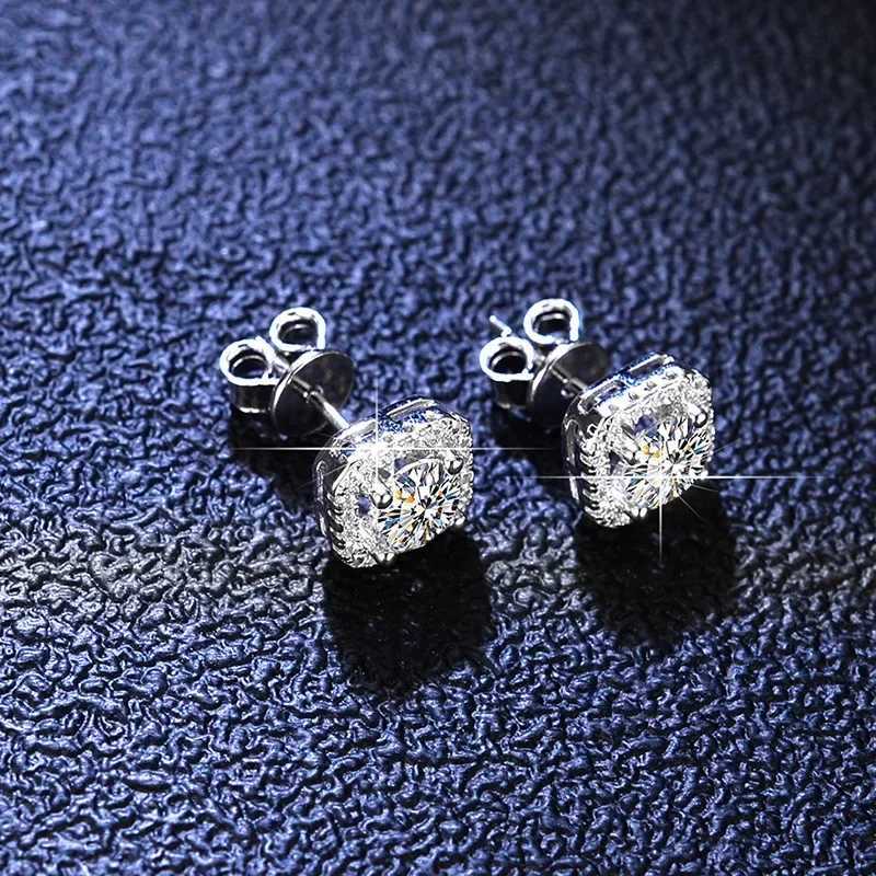 Platinum Pt950 Moissanite Dia for Women Deluxe Square Wrap D Color Wedding Earrings Jewelry