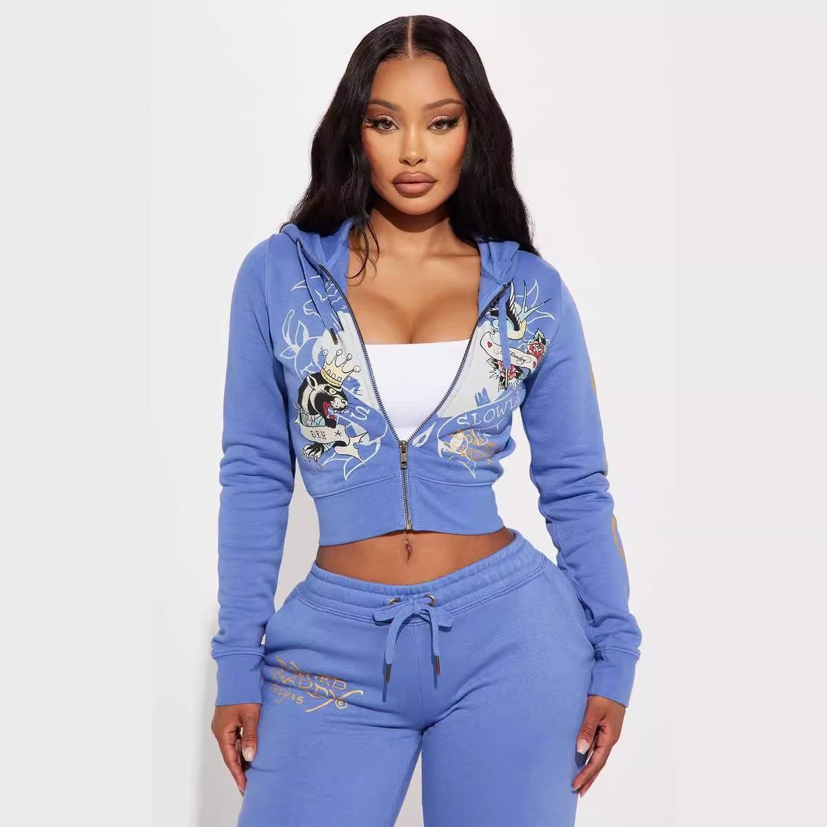 Womens Tracksuits Comfortable and Stylish Activewear Suit for Women with Dragon and Butterfly Motifs Y2K