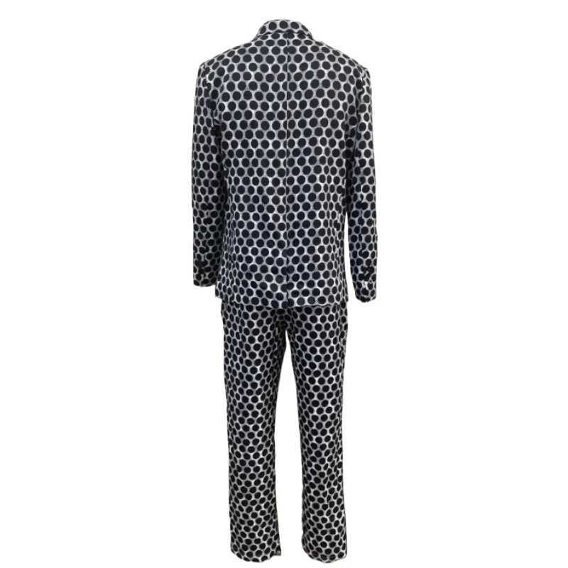 Mens Blazer Suits 2Pcs/Set Polka Dot Print Double Breasted Blazer Pant 2Pcs Set Suit Business Occasion Suits Daily Wear LX241022