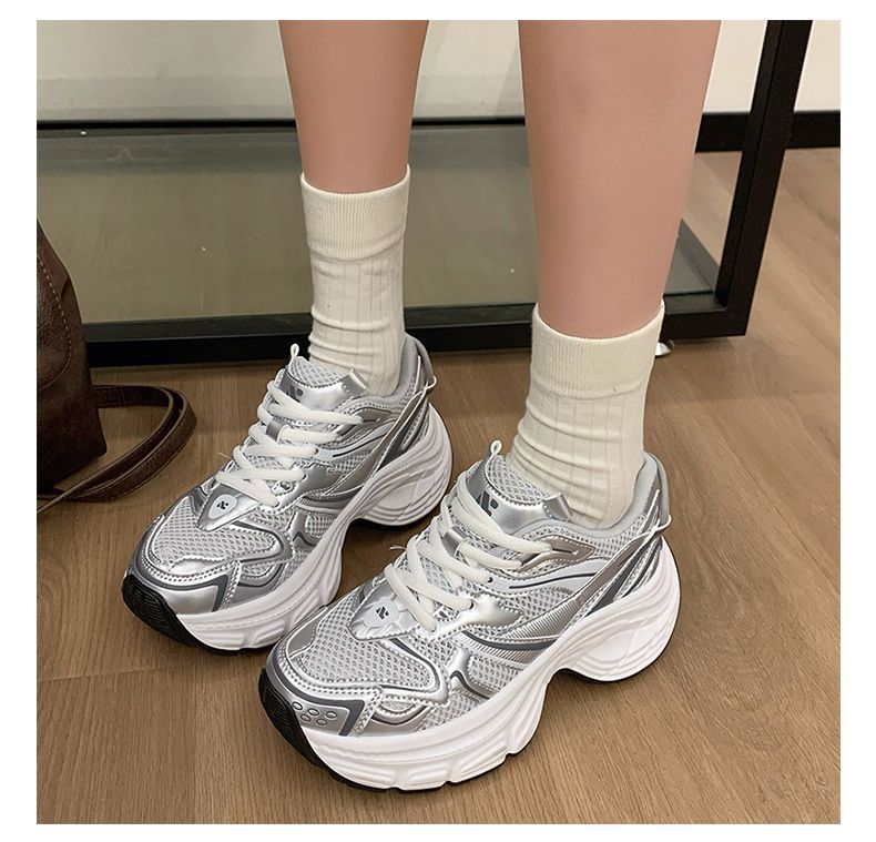Daddy Female Ins Tide Outdoor Spring And Summer Thick Bottom Sneakers Mesh Designer Sier White Casual Shoes Size 35-40 With BOX