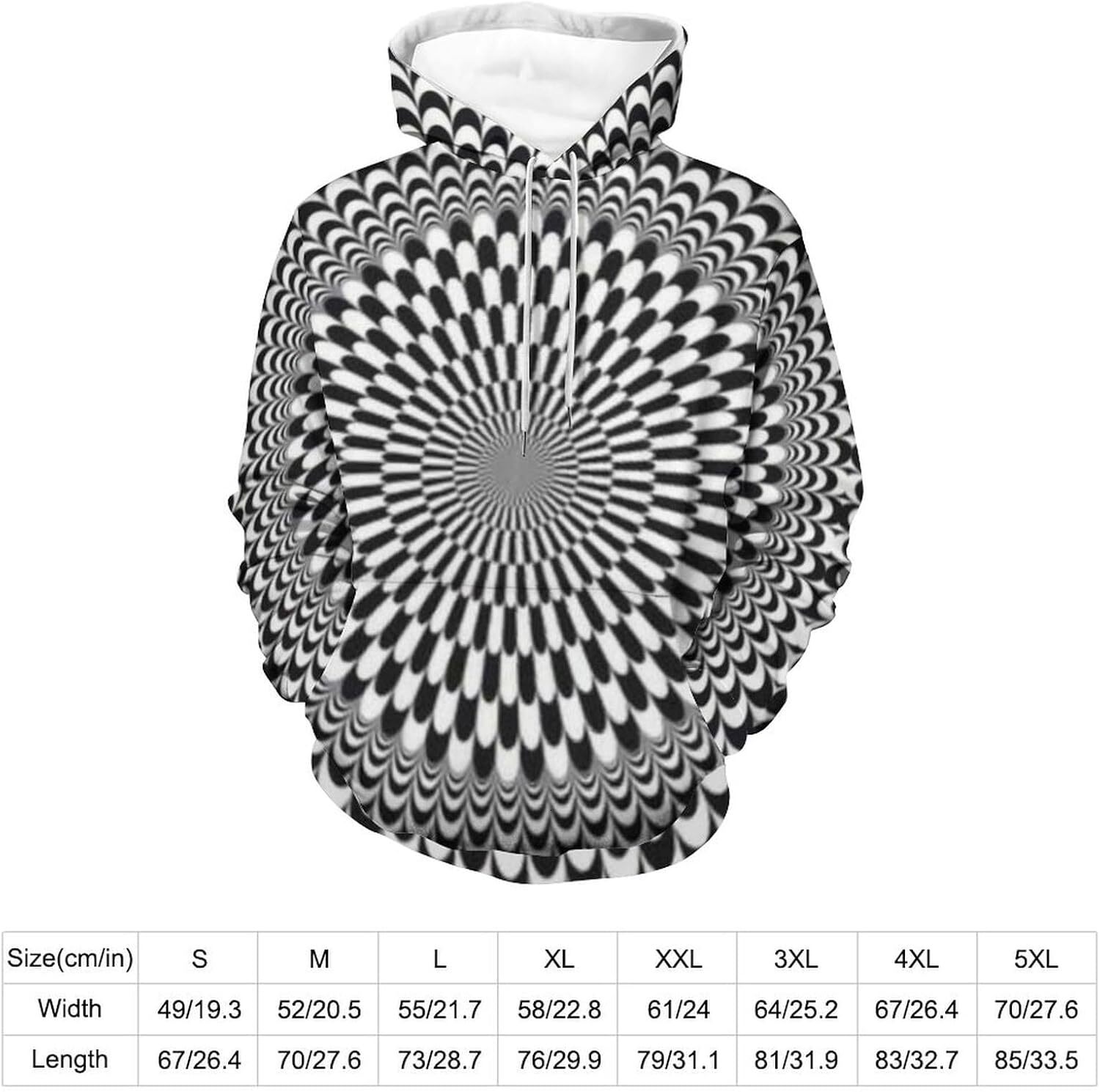 Hoodie for Mens Womens Optical Illusion Trippy Hoodies Focus Drawing Psychedelic Pullover Sweatshirt for Mens Graphic Hoodies sweatshirt Pullover Long