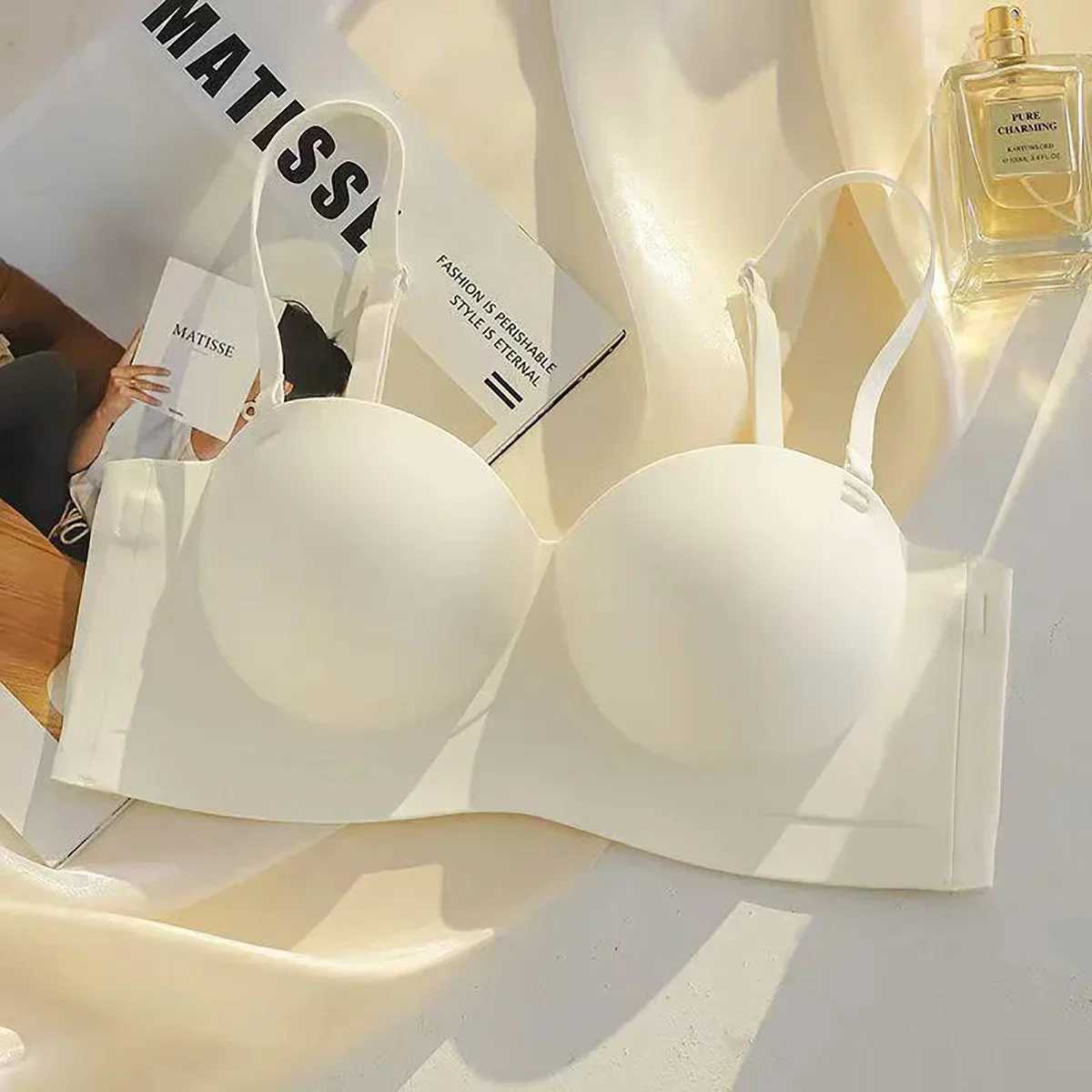 Bra For Women Sexy Seamless Bralettle Gather Push Up Lingerie Wireless One Piece AB Cup Underwear Adjust Straps Candy Color BrasX241022